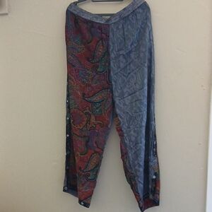 Tienda HO Boho Red and Blue Wide Leg Pants with Asymmetrical Design